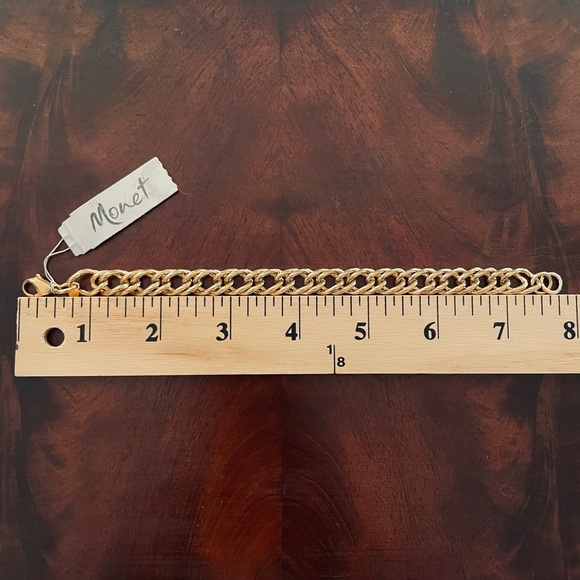 NOS Vintage Monet Gold Tone Textured Curb Chain Link Bracelet; 7.5” - Picture 3 of 7